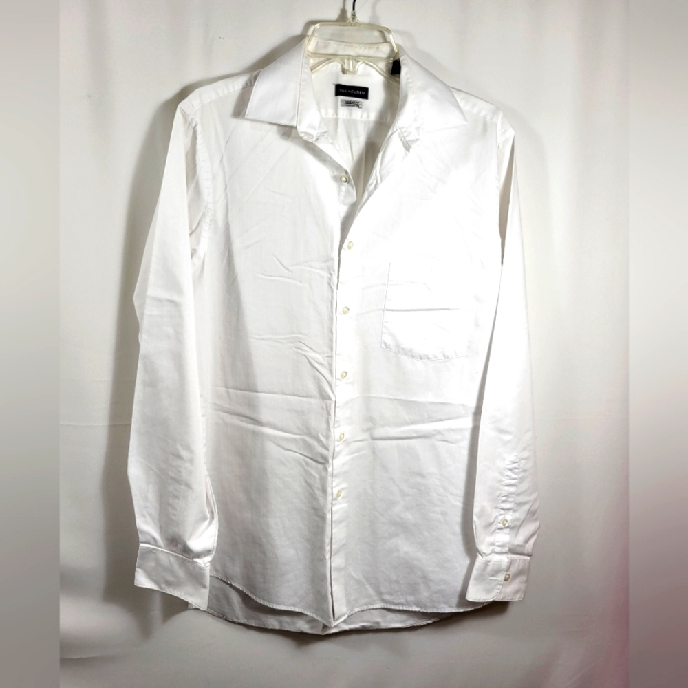 VanHeusen white button down dress shirt men's 15 1/2  #1086